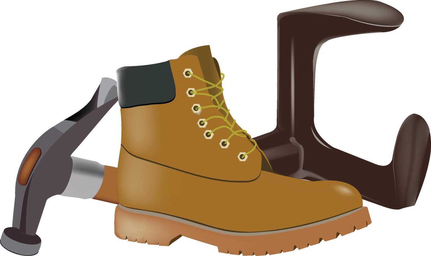 shoemaker repairing male shoe vector