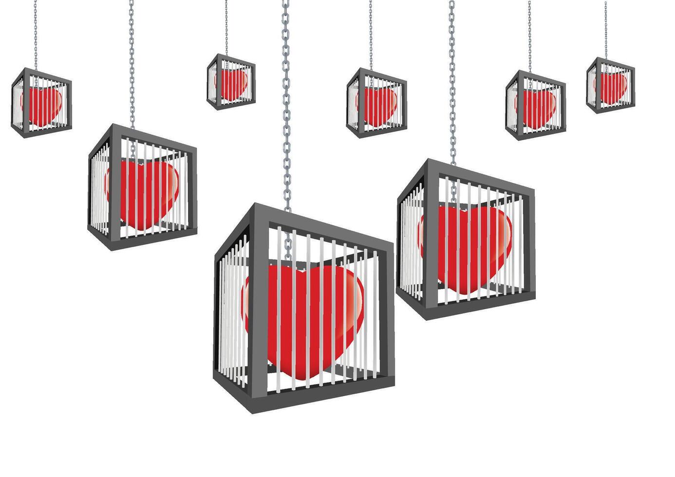 Abstract hearts trapped in cages vector