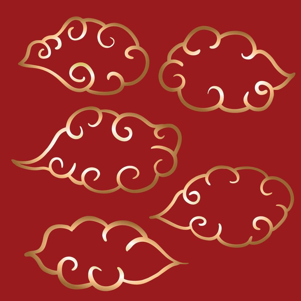 Set of chinese clouds vector