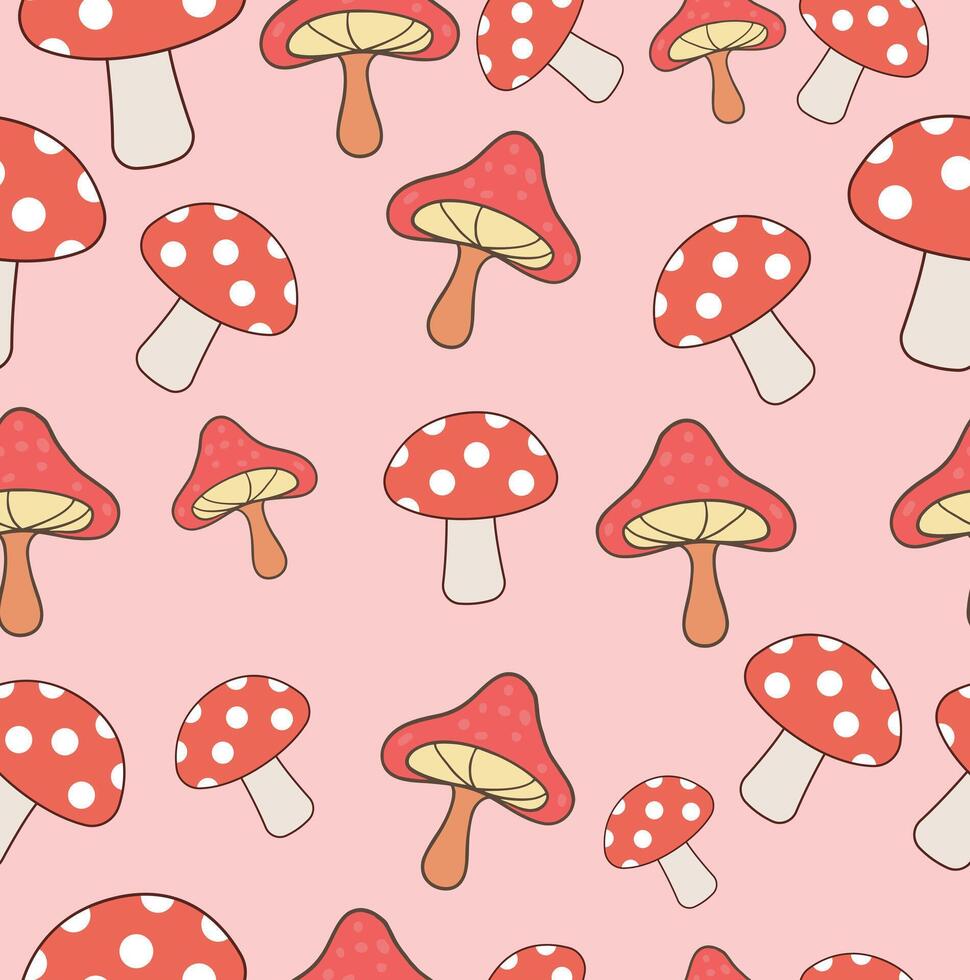 Mushroom seamless pattern design vector