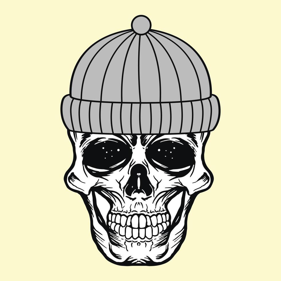 Skull head wearing beanies vector