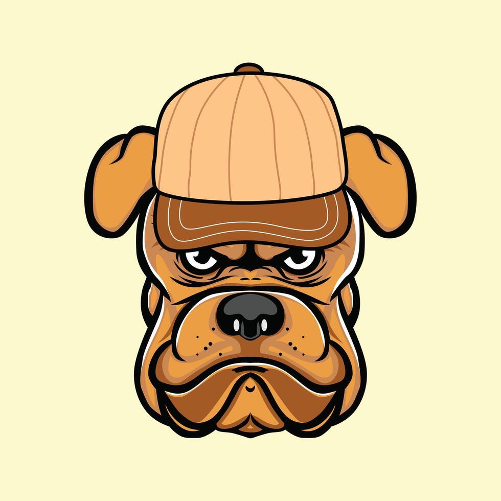 Bulldog head wearing trucker hat vector