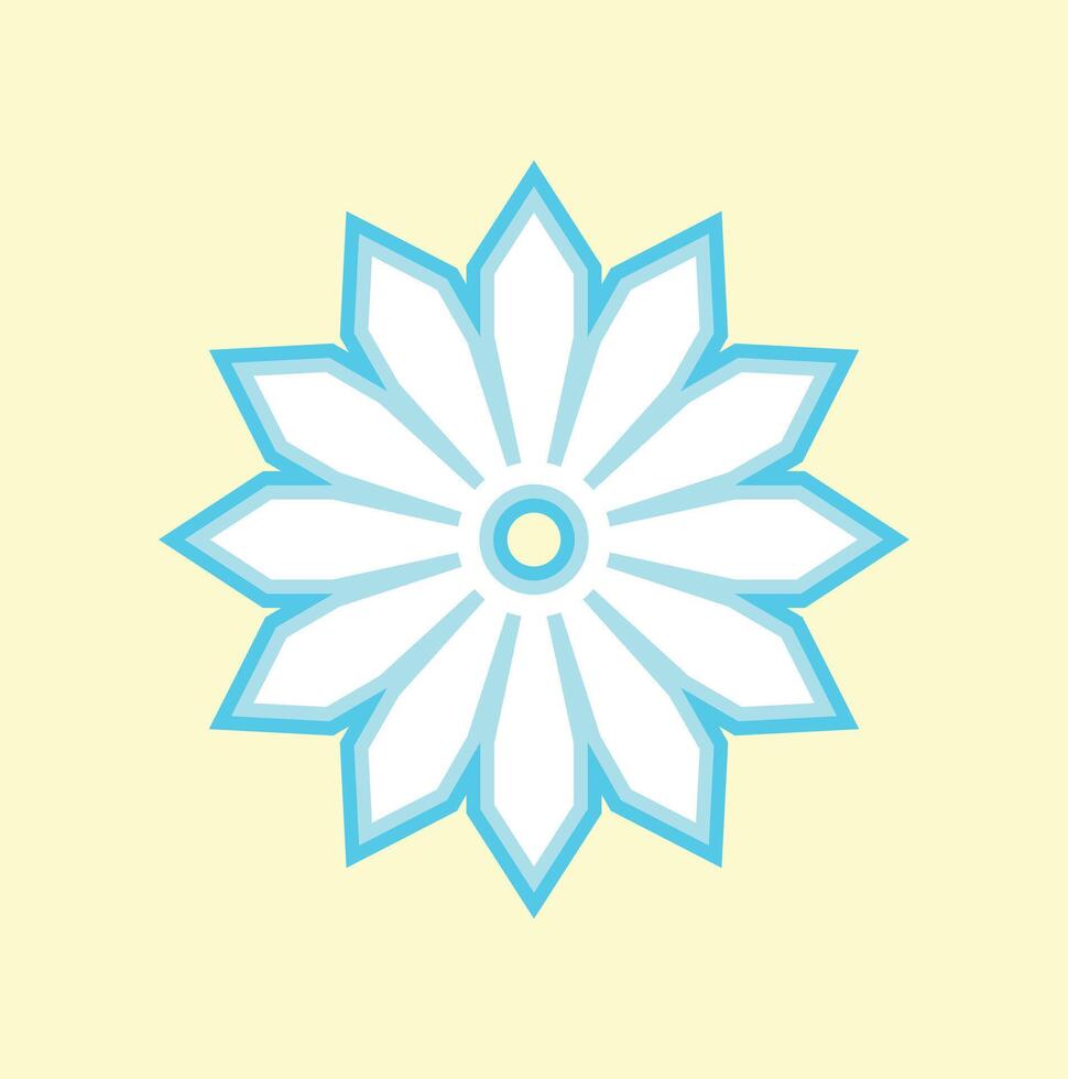 a blue flower with a white center on a yellow background vector
