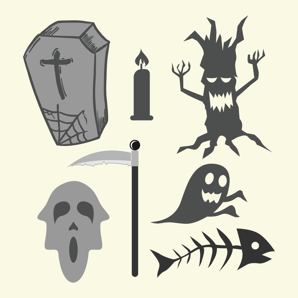 Set of halloween icons vector