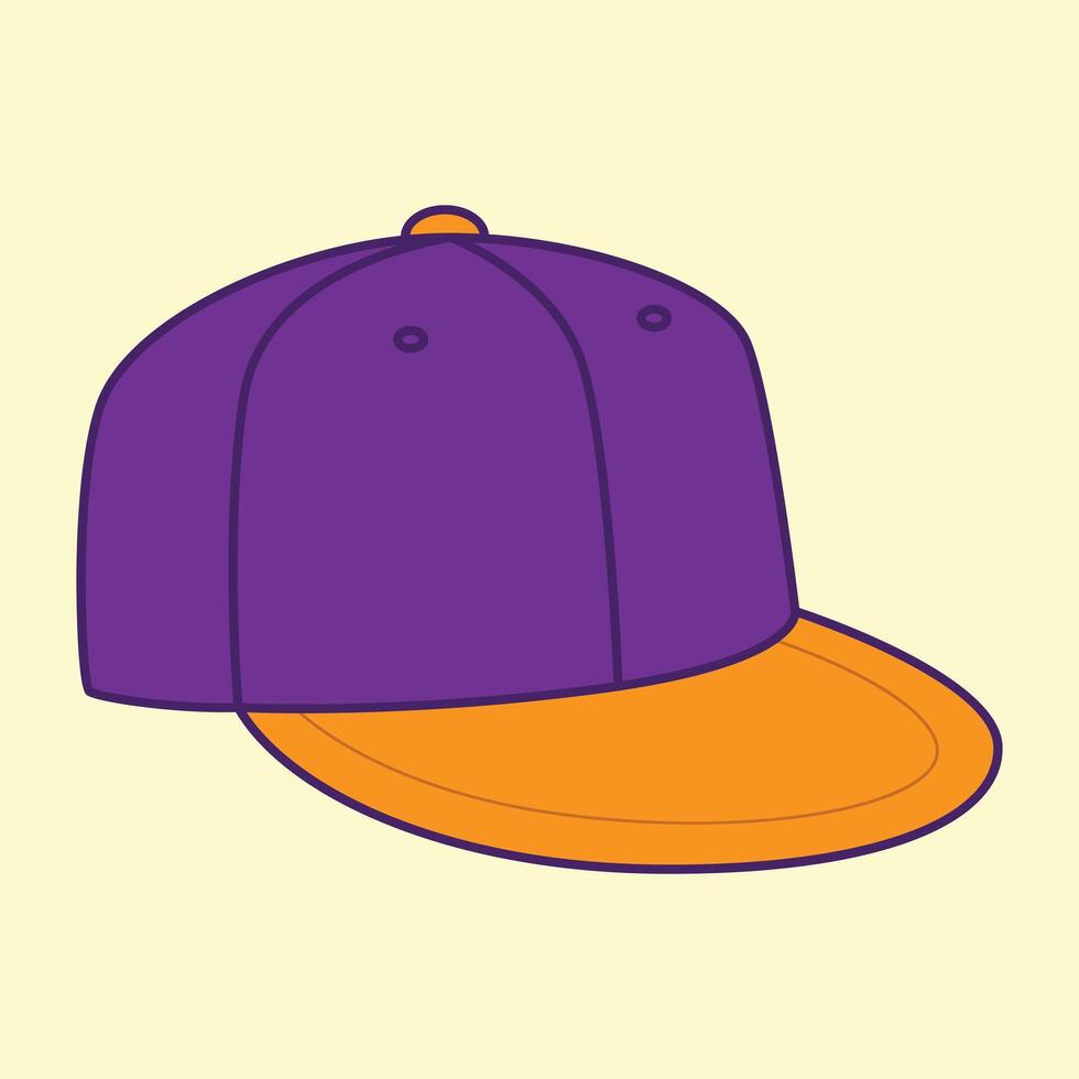 a purple and orange baseball cap vector