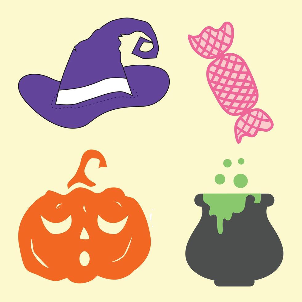 Set of cute stickers halloween vector