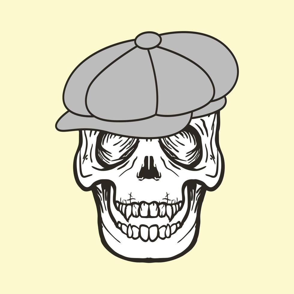 skull with hat illustration vector