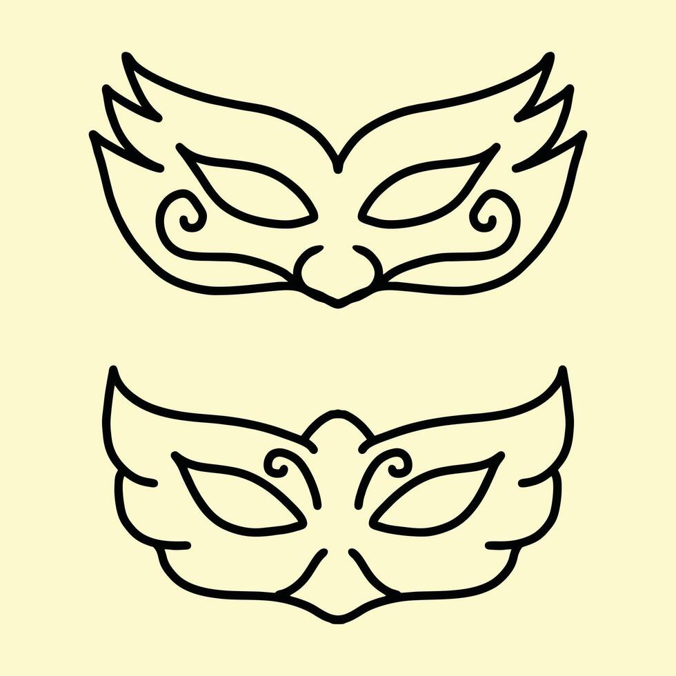 Set of carnival masks icons vector