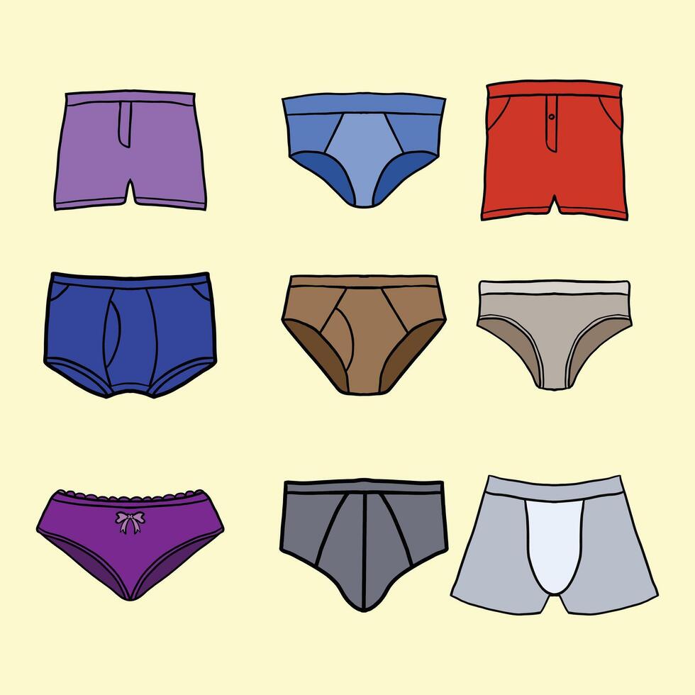 A set ofdifferent type underwear pants vector