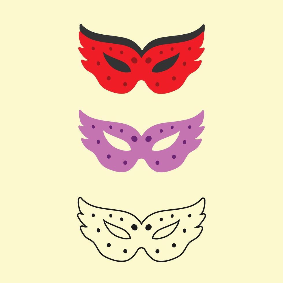 Set of carnival masks icons vector