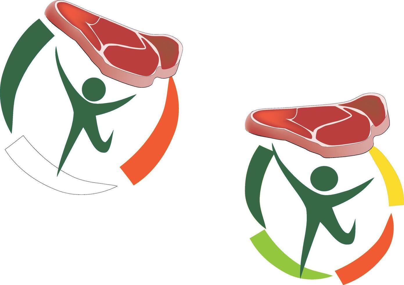 Stick figure celebrating holding up a steak icon vector