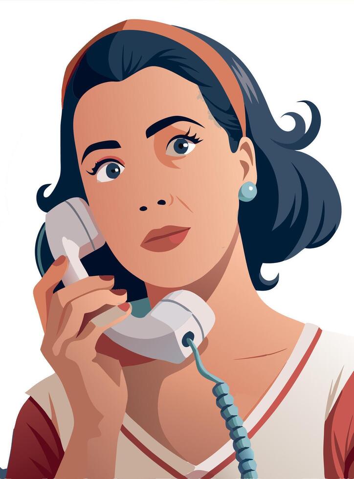 Woman receiving bad news while talking on the phone vector