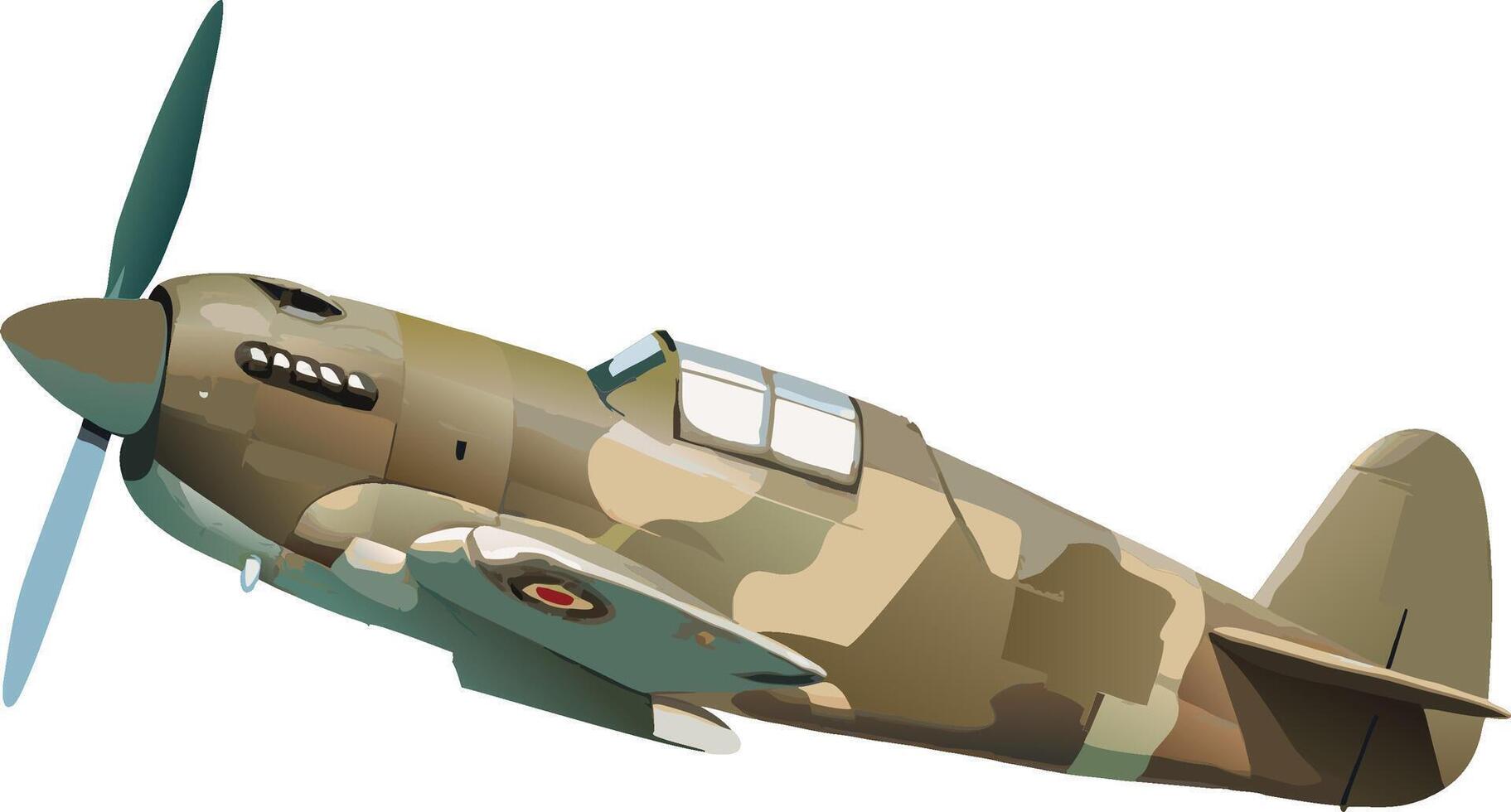 World war ii fighter plane flying in the sky vector