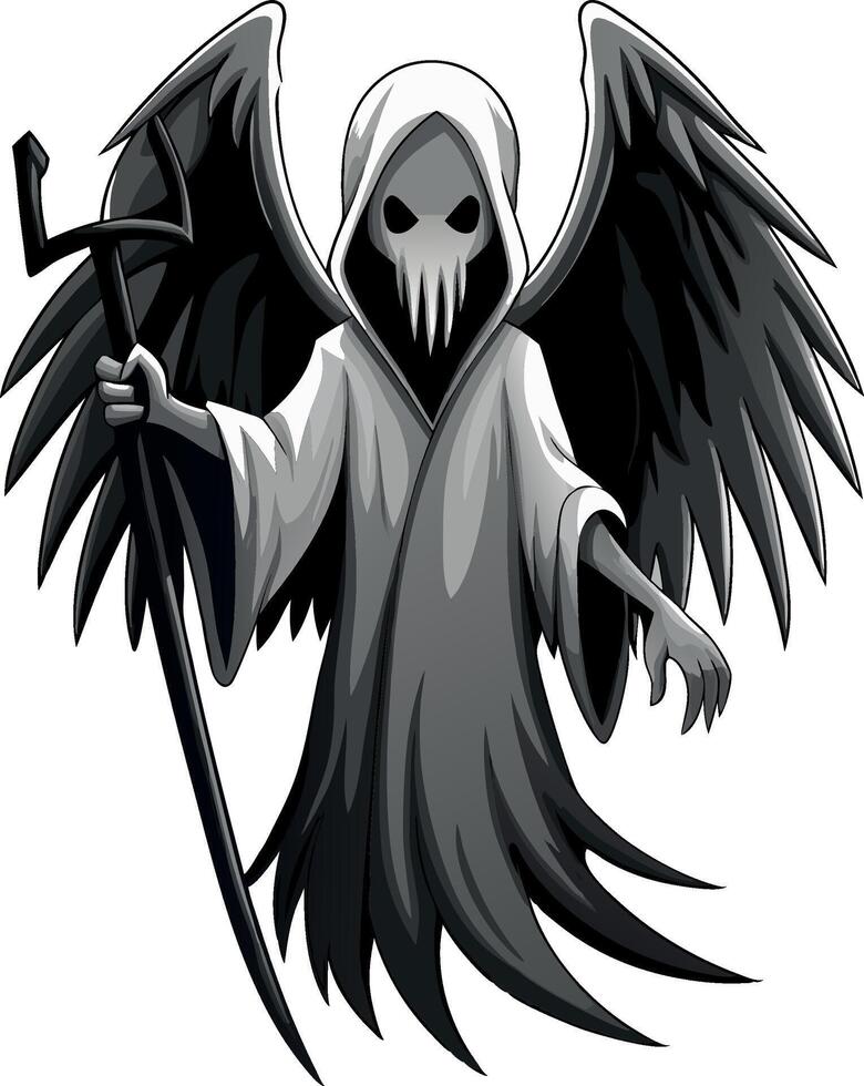 Dark angel holding a bident standing in the darkness vector