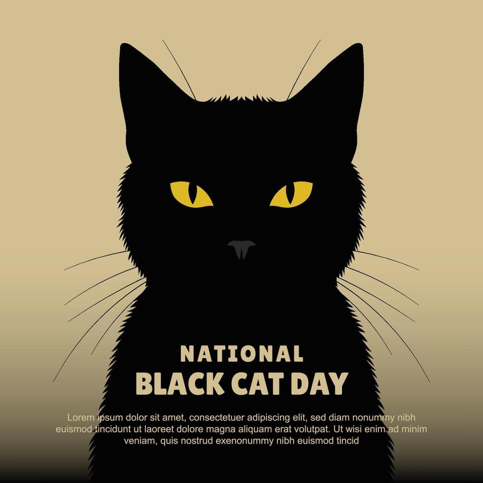 National Black Cat Day background. vector