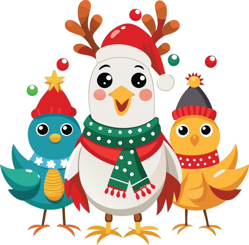 Christmas chickens clipart vector
