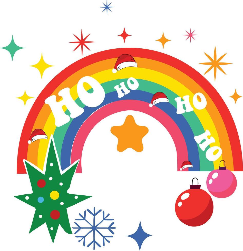Cute Christmas Rainbow vector