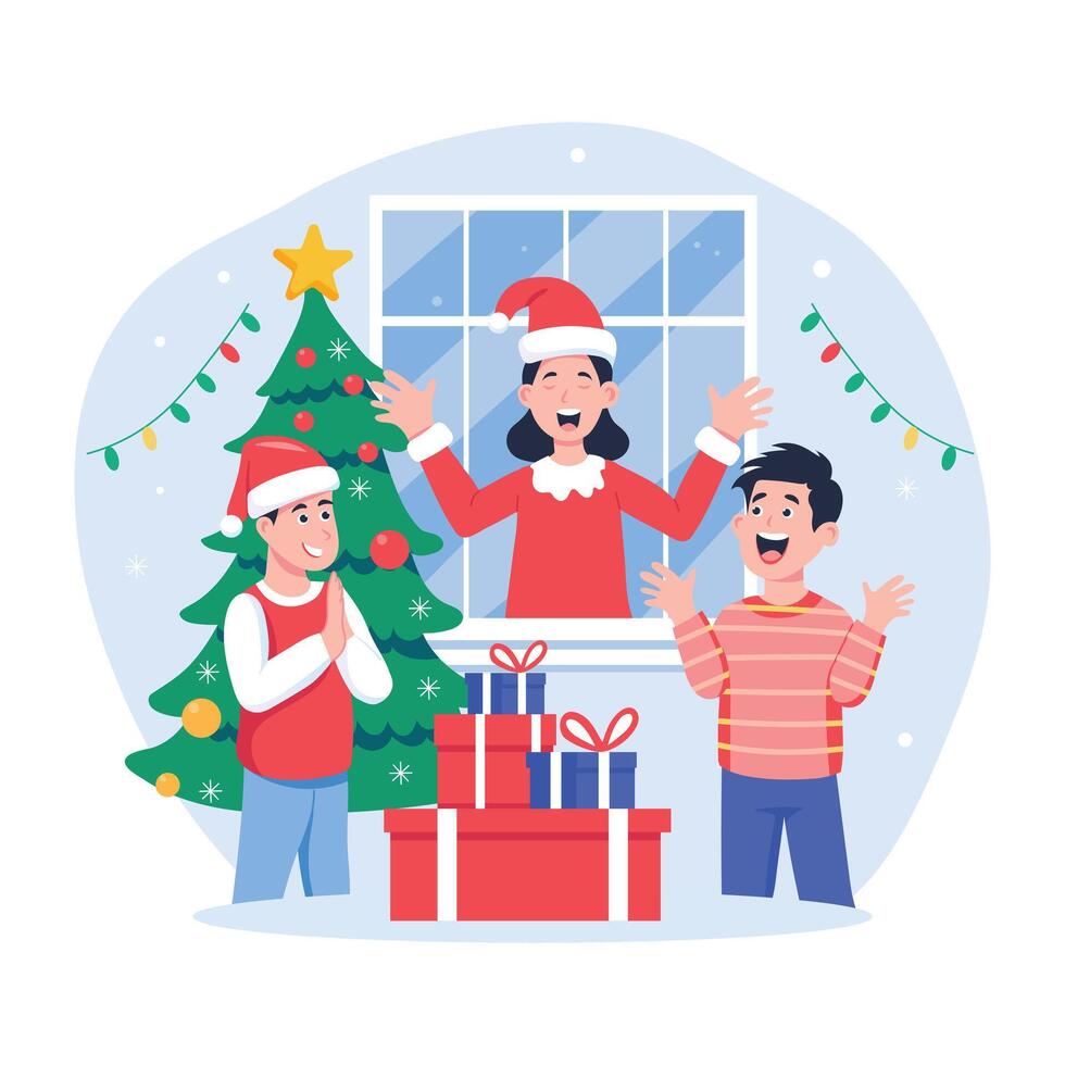 Christmas celebration illustration in flat style vector