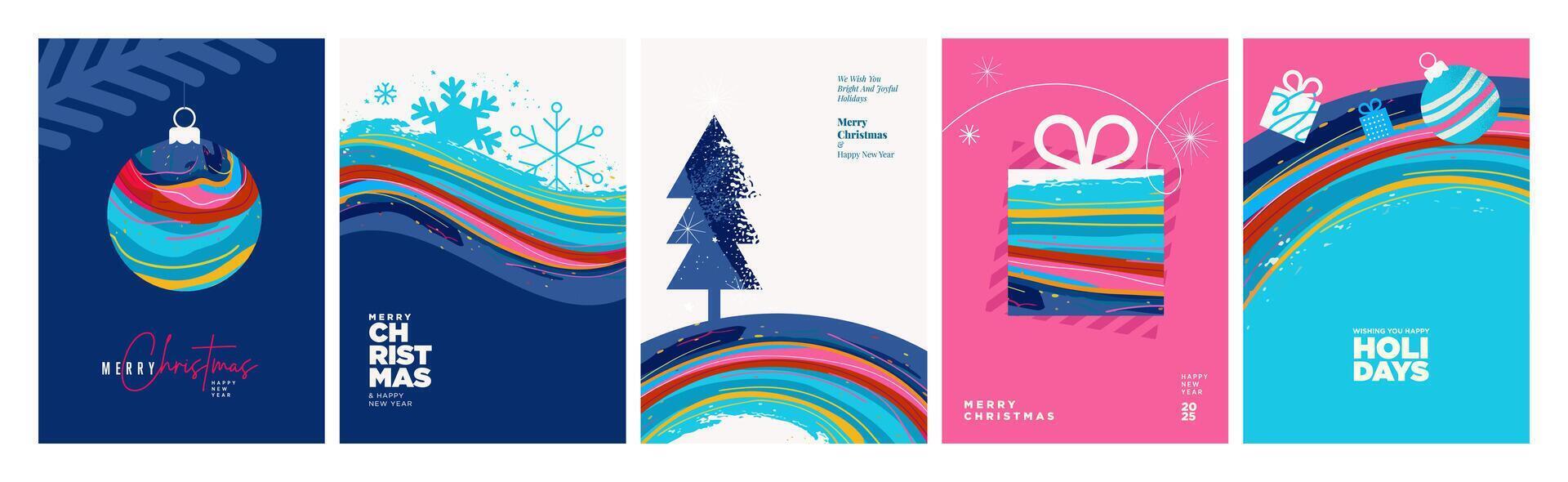 Merry Christmas and Happy New Year Greeting Cards. illustration concepts for background, greeting card, party invitation card, website banner, social media banner, marketing material. vector