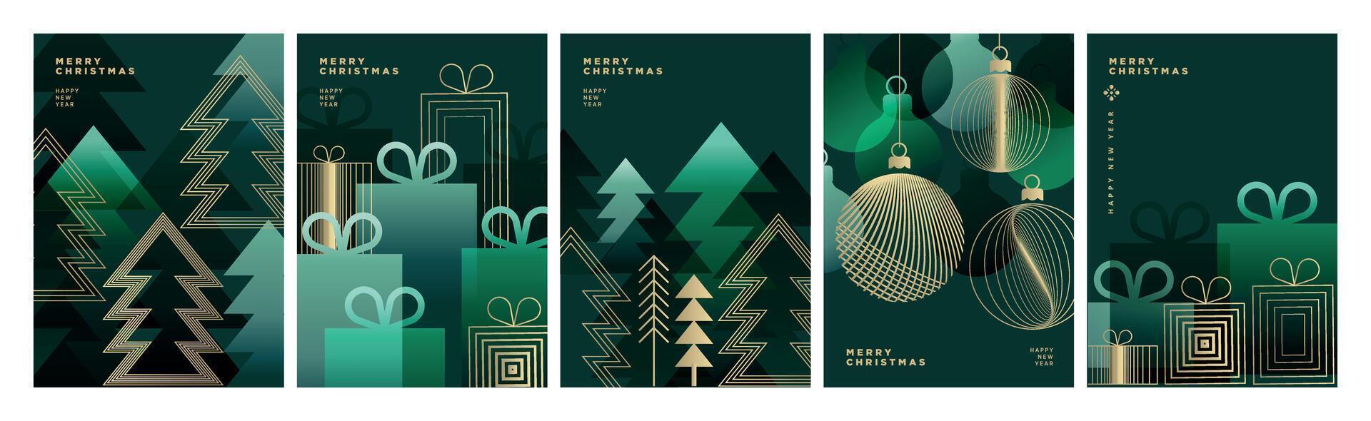 Set of Christmas and New Year Cards. illustration concepts for graphic and web design, social media banner, marketing material. vector