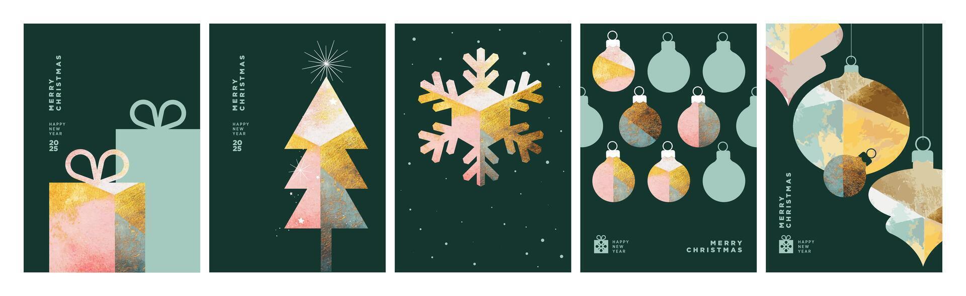 Merry Christmas and Happy New Year Greeting Cards. illustration concepts for background, greeting card, party invitation card, website banner, social media banner, marketing material. vector