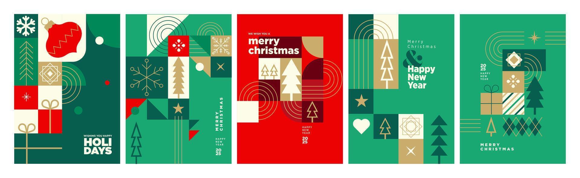 Set of Christmas and New Year Cards. illustration concepts for graphic and web design, social media banner, marketing material. vector