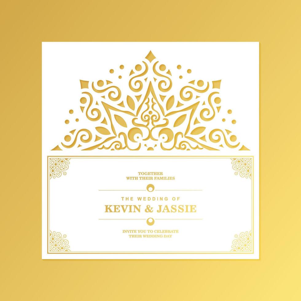 Wedding template cut invitation design template vector