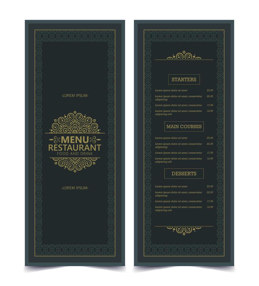 Vintage Menu Layout with ornamental Elements vector
