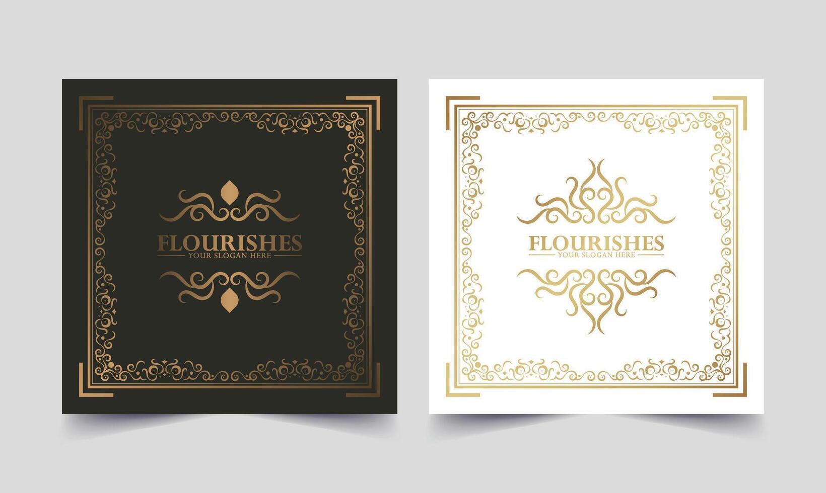 Set Luxury ornament greeting card template vector