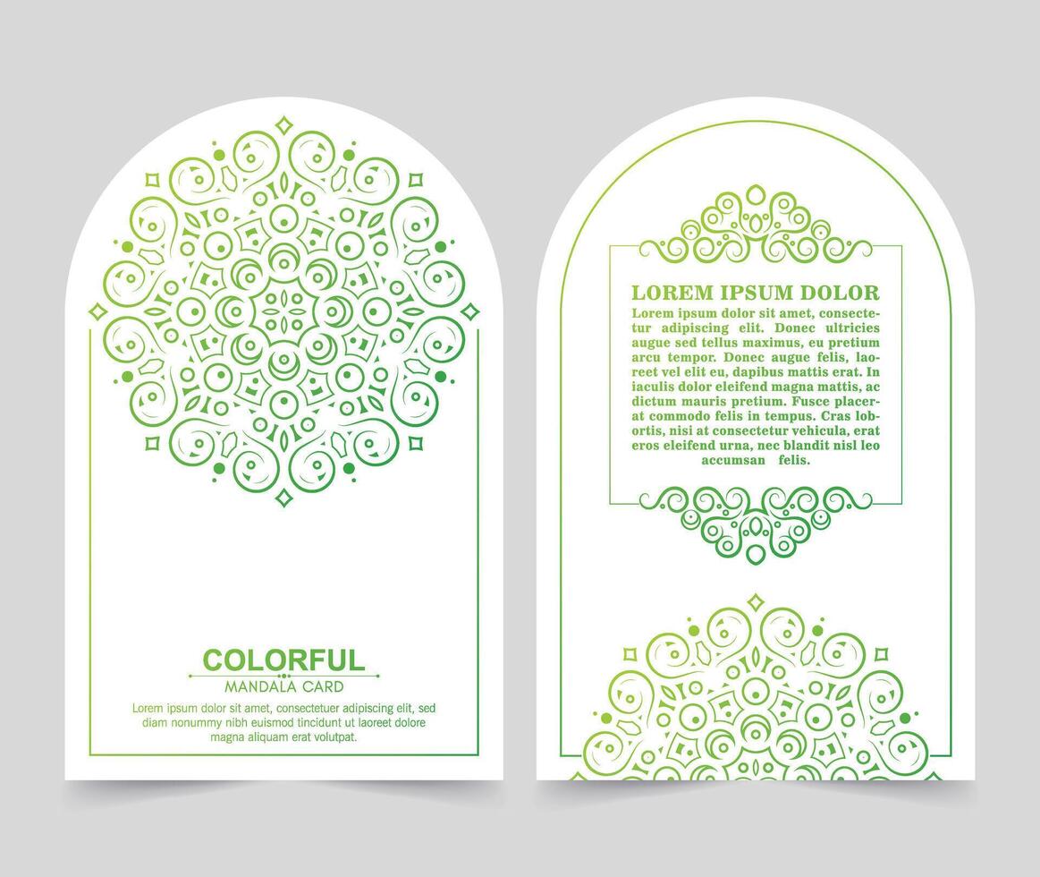 gradient green mandala business card design template vector