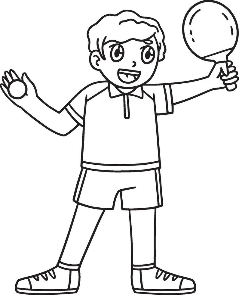 Table Tennis Player with Racket and Ball Isolated vector