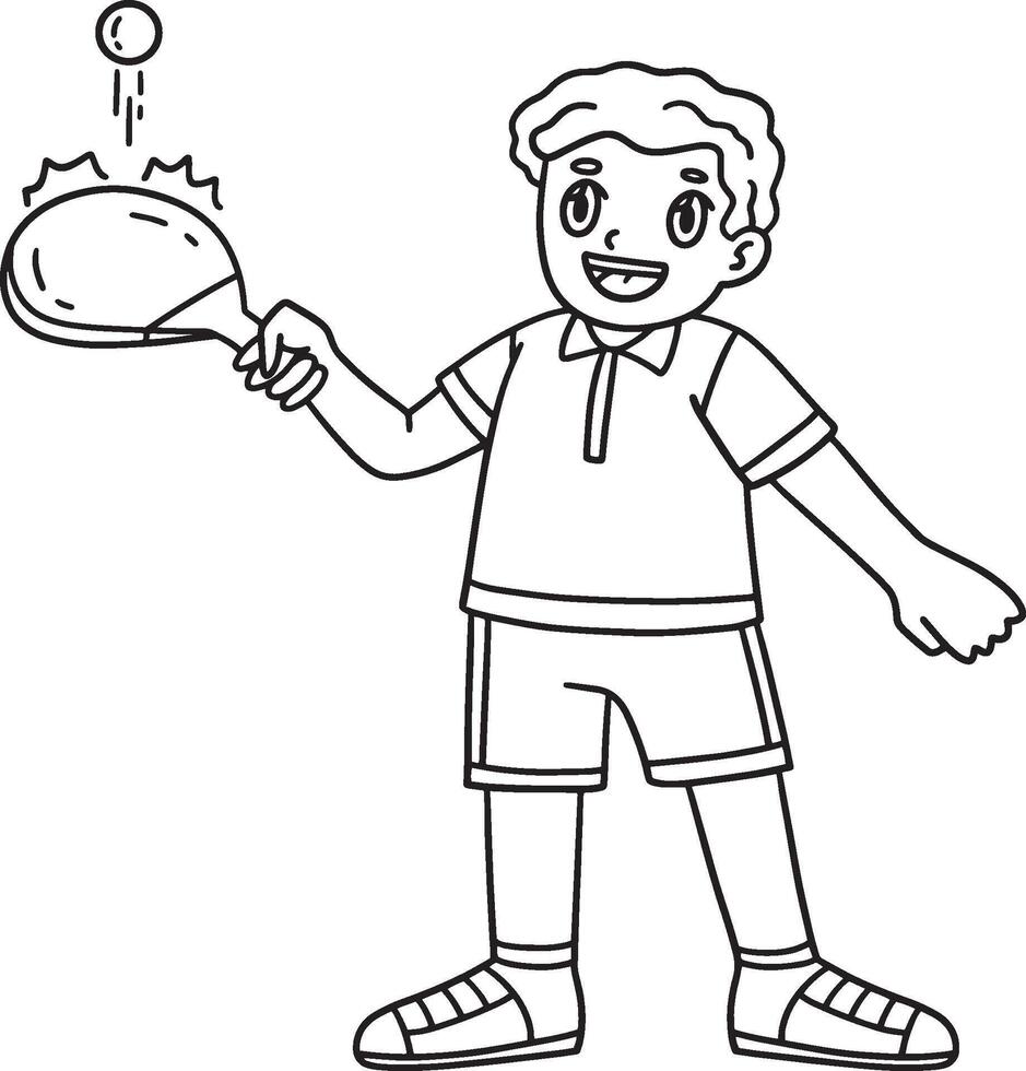 Table Tennis Player Practicing Isolated Coloring vector