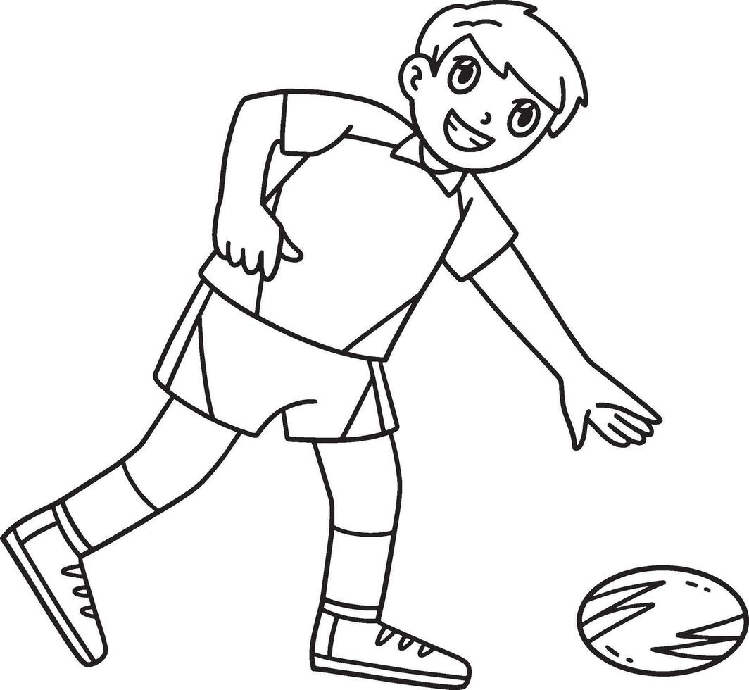 Rugby Player Picking Up the Ball Isolated Coloring vector