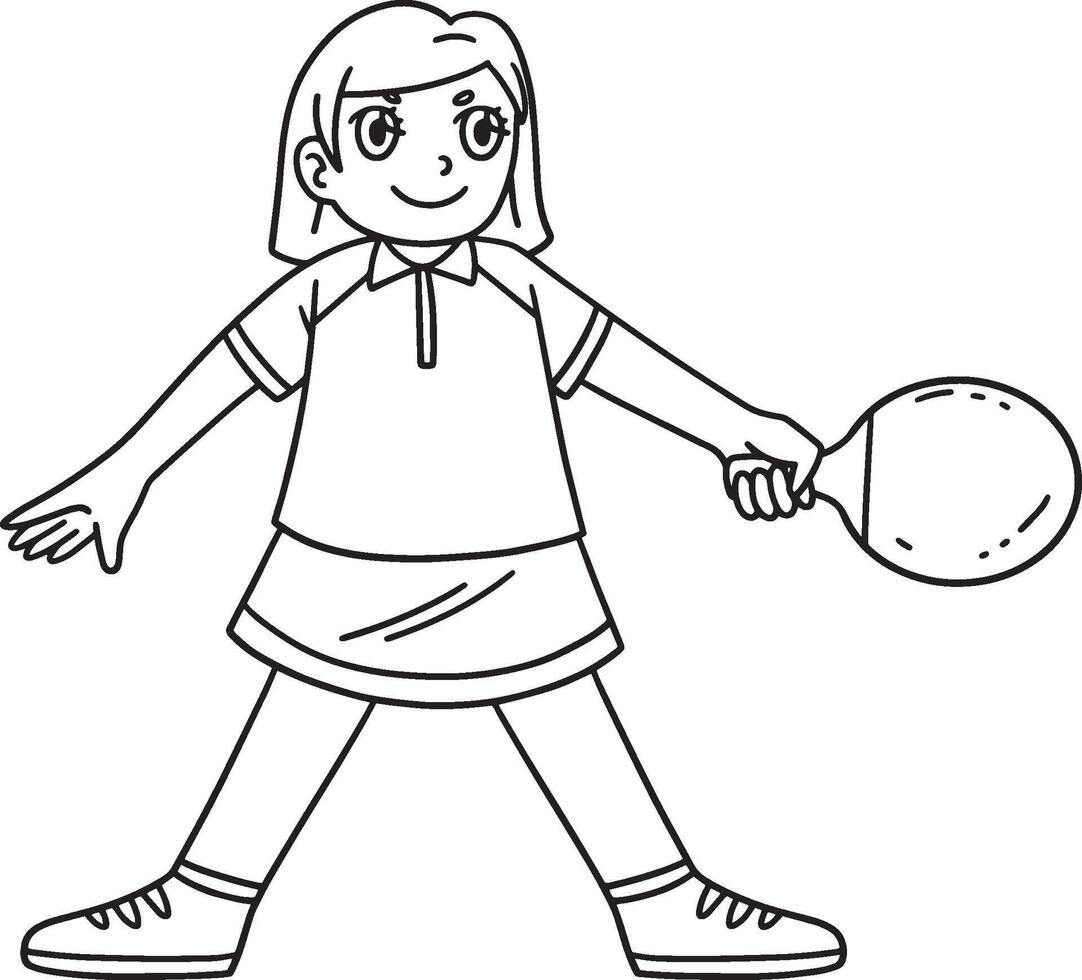 Female Table Tennis Player Ready to Play Isolated vector