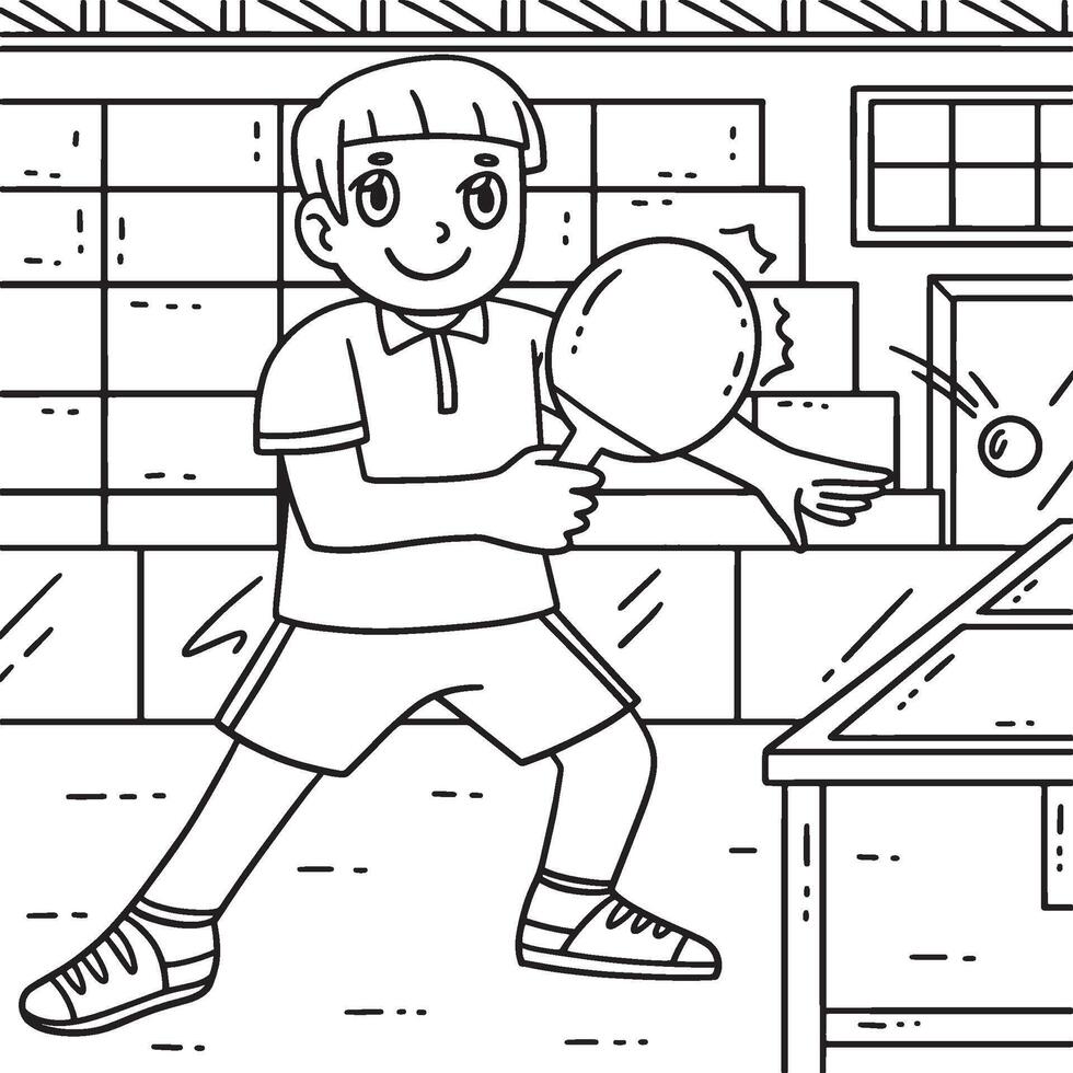 Table Tennis Player Returning the Ball Coloring vector