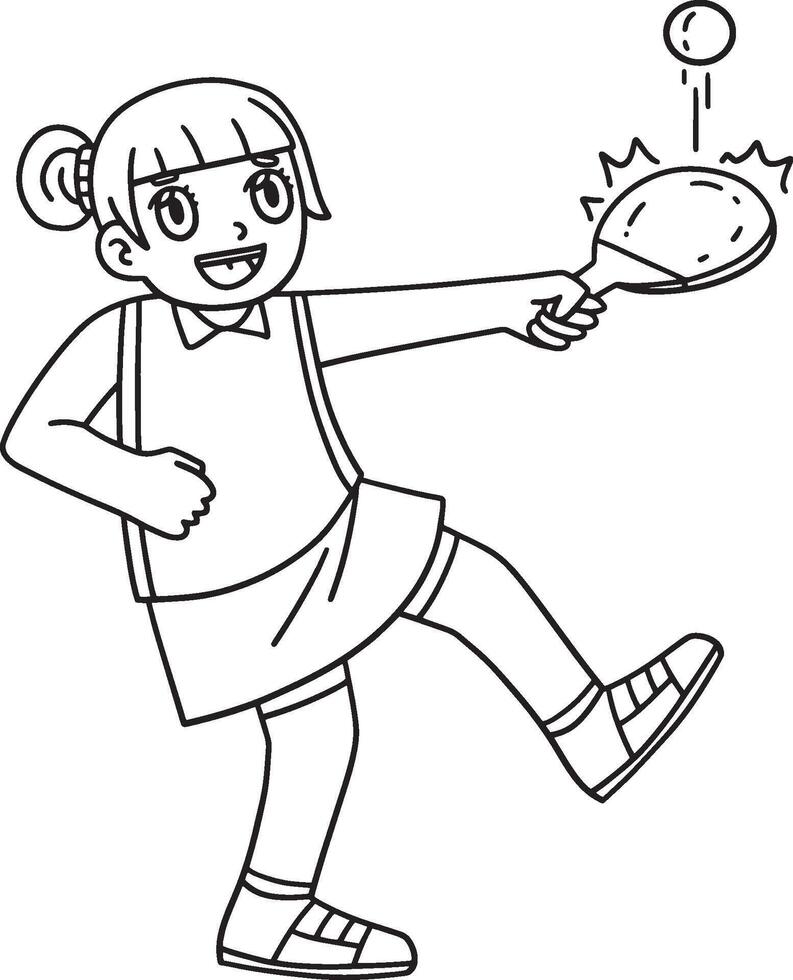 Female Table Tennis Player Practicing Isolated vector