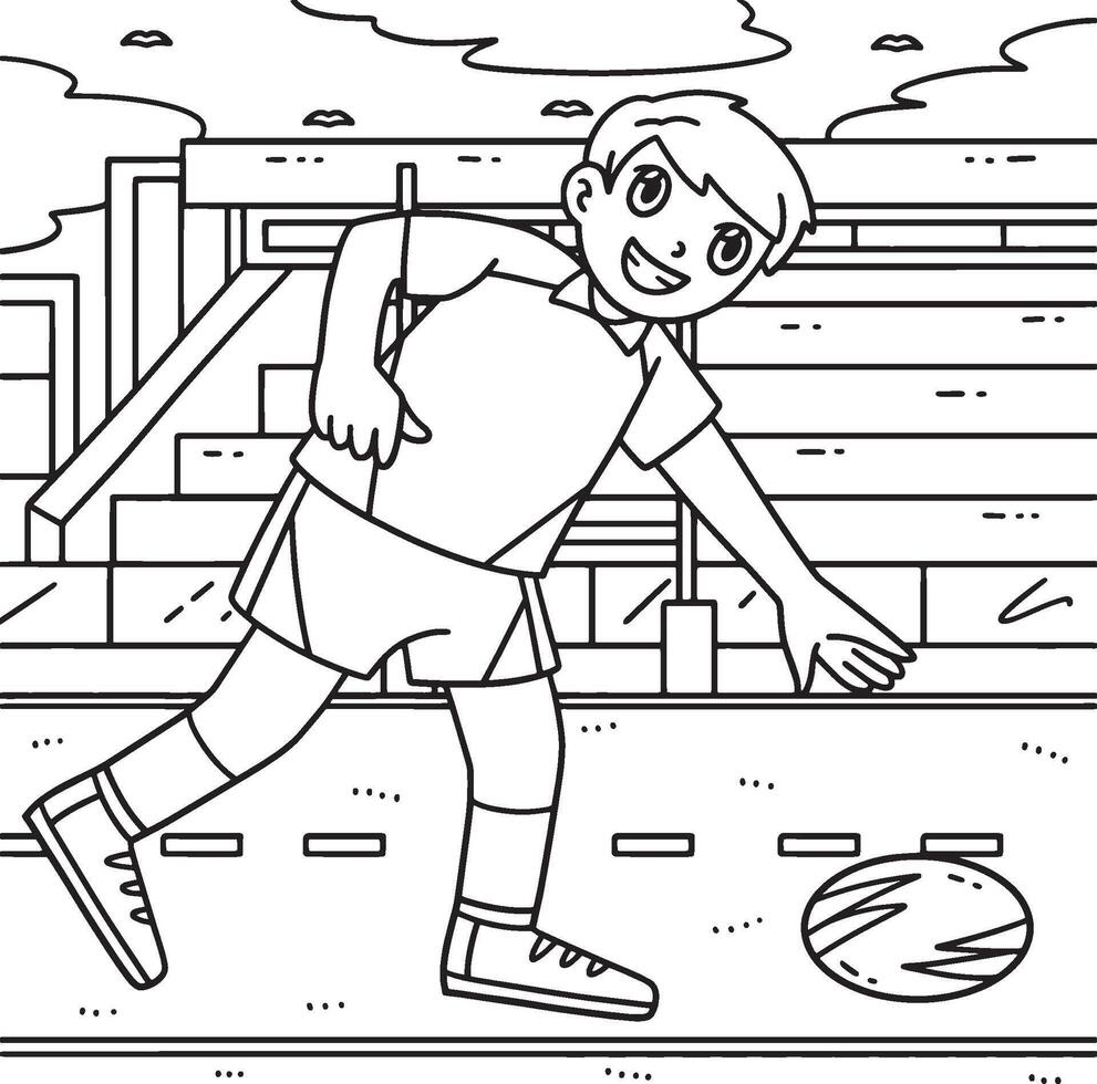 Rugby Player Picking Up the Ball Coloring Page vector