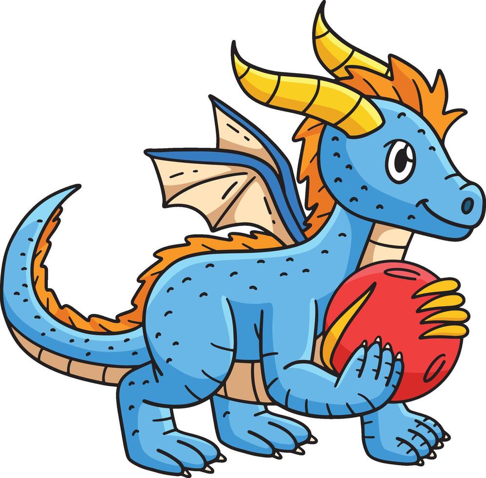 Dragon with Orb Cartoon Colored Clipart vector