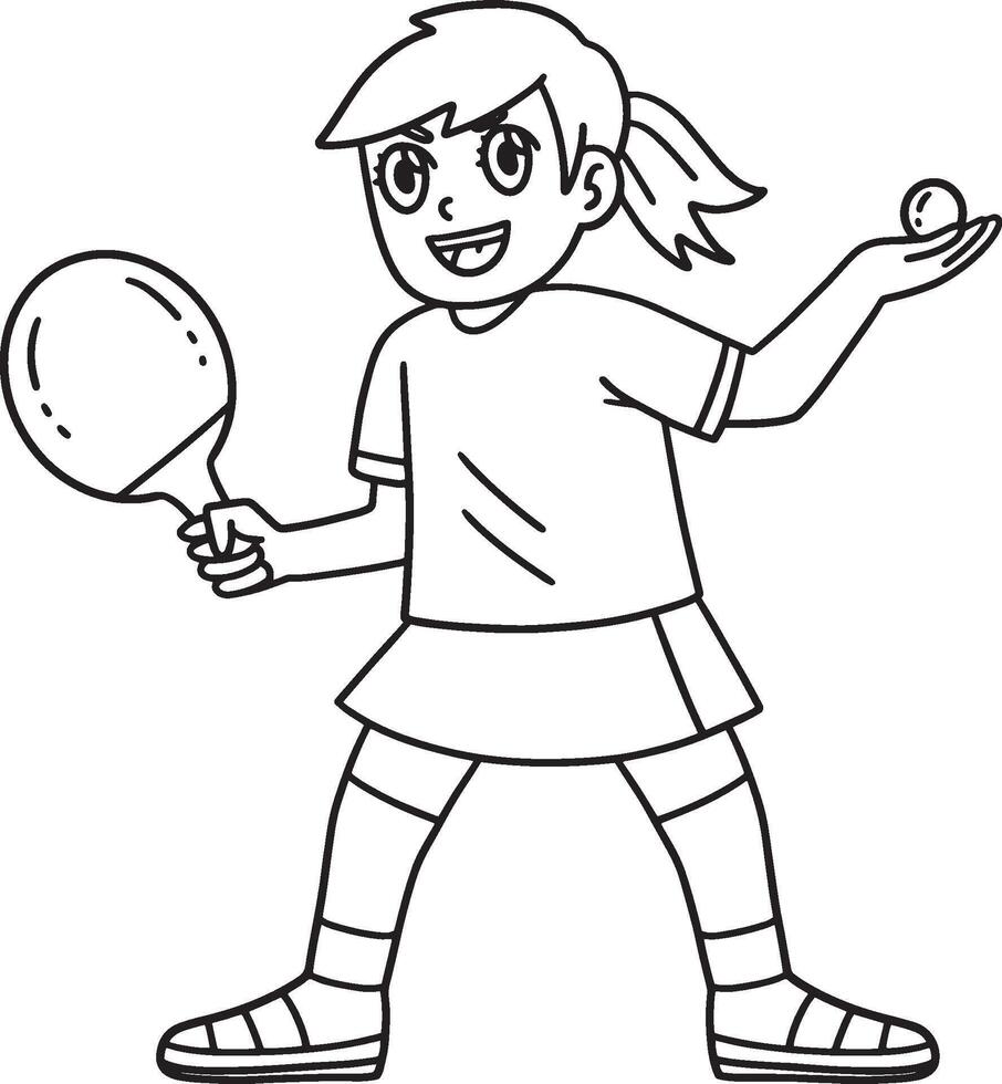 Female Table Tennis Player Ready to Serve Isolated vector