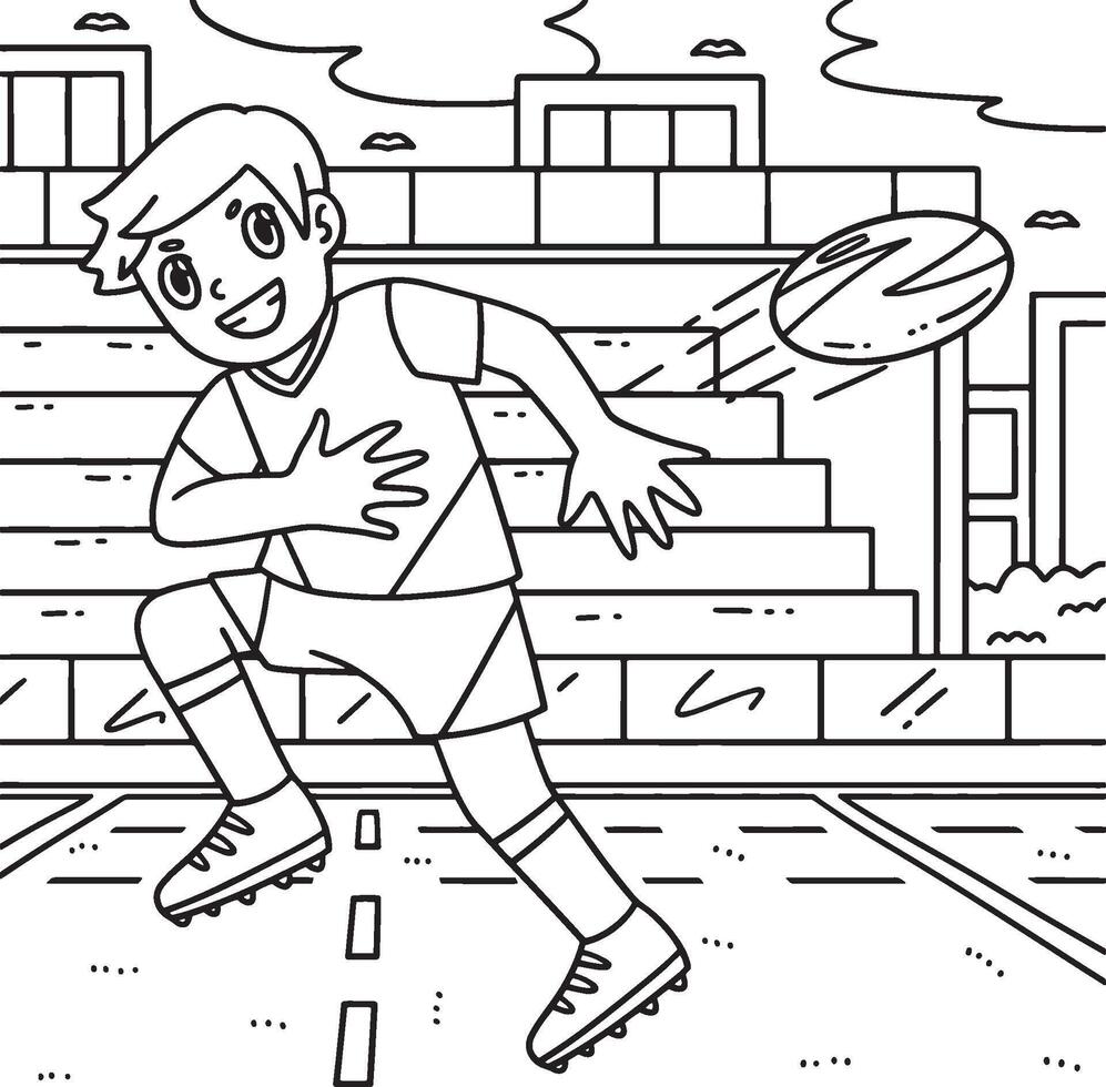 Rugby Player Passing the Ball Backwards Coloring vector