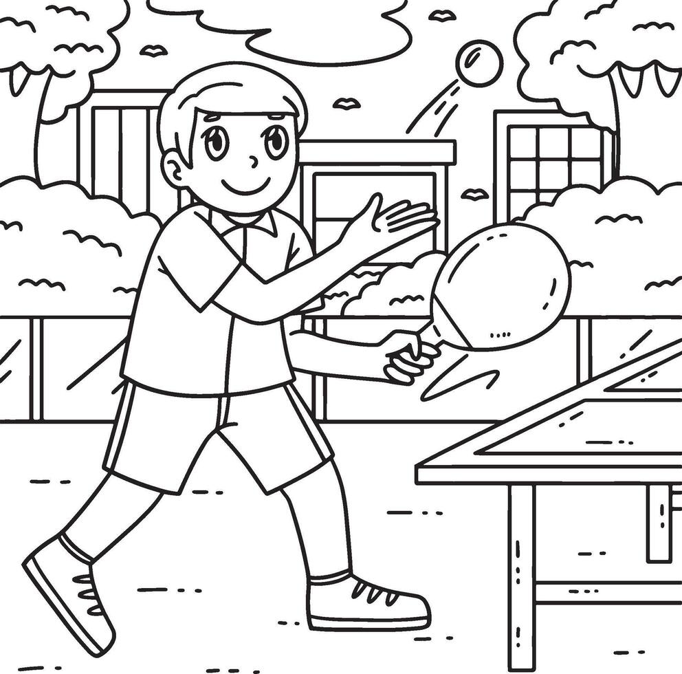 Table Tennis Player doing a Toss Serve Coloring vector