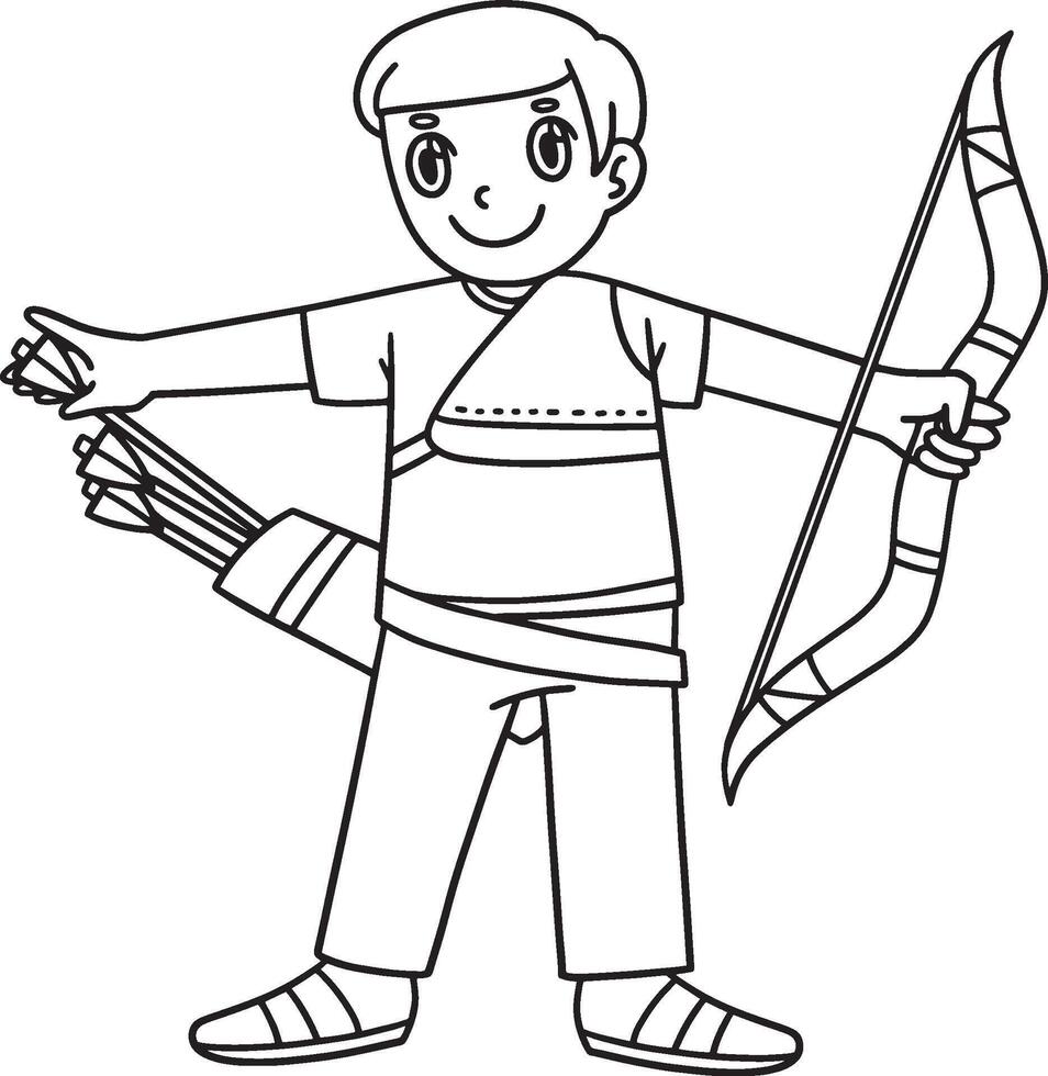 Archery Archer Taking Arrow from Quiver Isolated vector