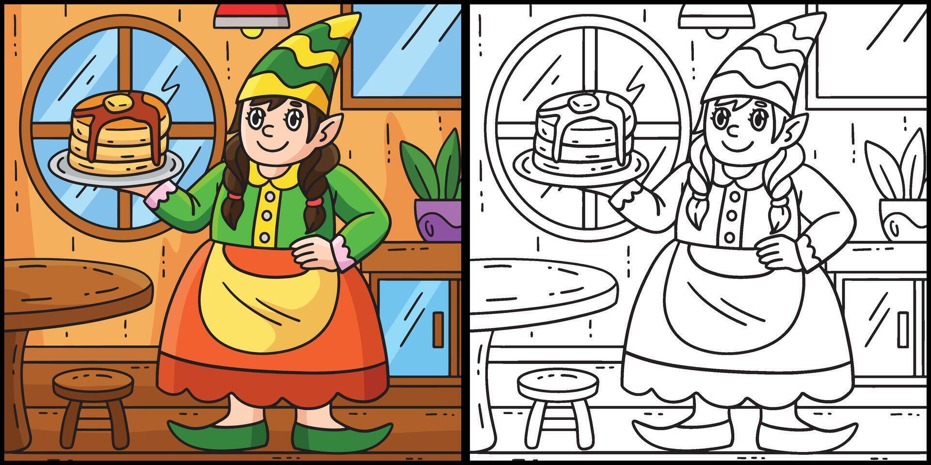 Gnome with Plate of Pancakes Illustration vector