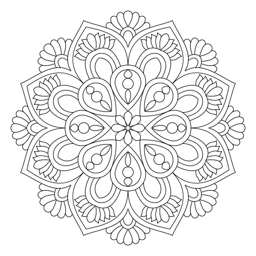 Luminous Decorative Mandala Coloring Book Page, file vector