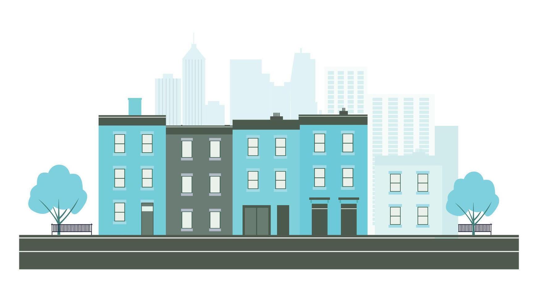 Highway Street in City with Skyscraper Building Cityscape Landscape Wallpaper 03 vector
