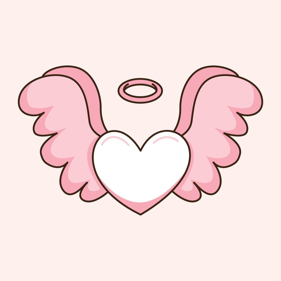 Beautiful Pink Love Heart Guardian Angel Wings Flying in Heaven Sky 02 vector