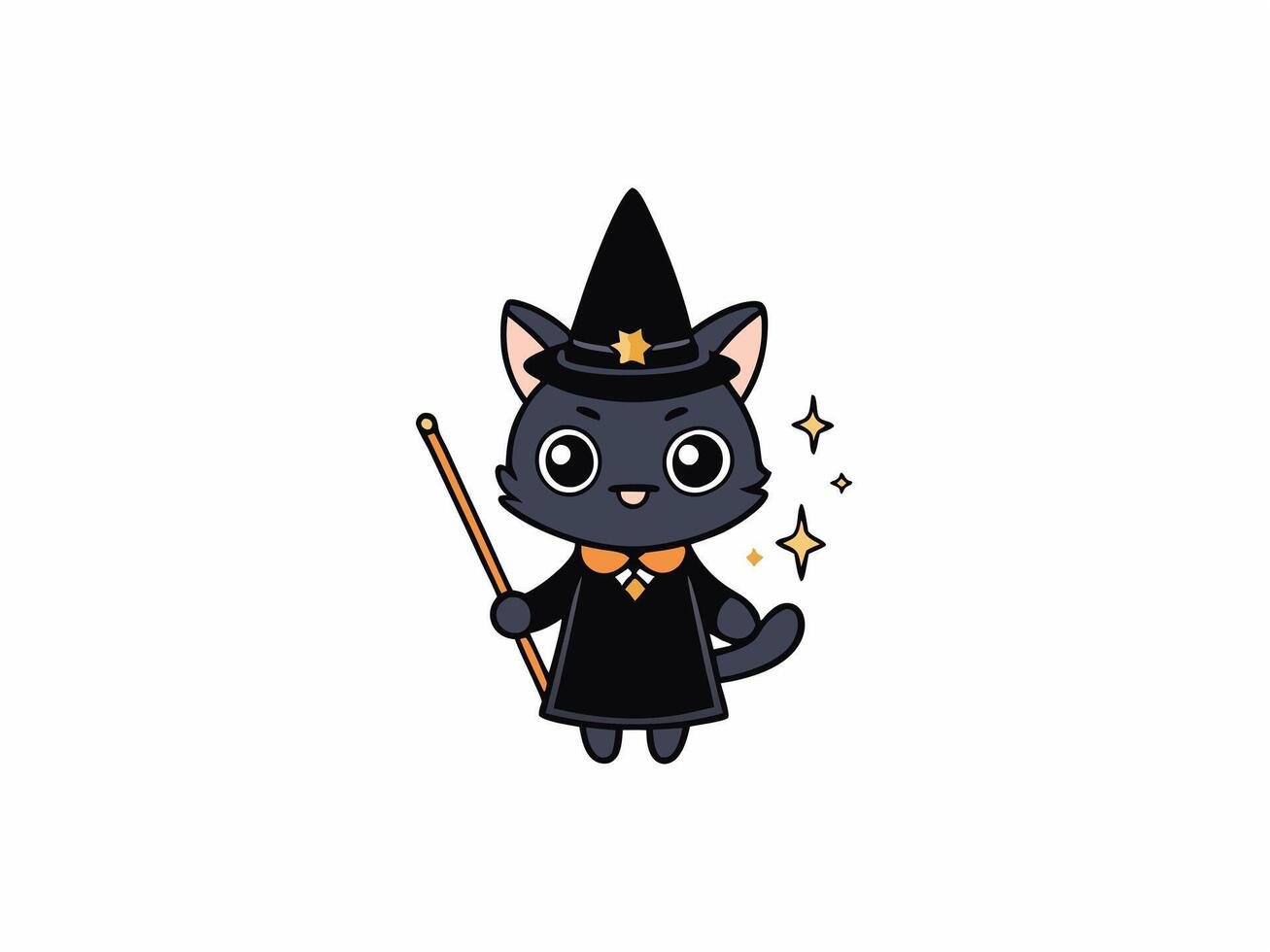Playful Kawaii Cat in Colorful Pointed Hat Joyful Illustration vector