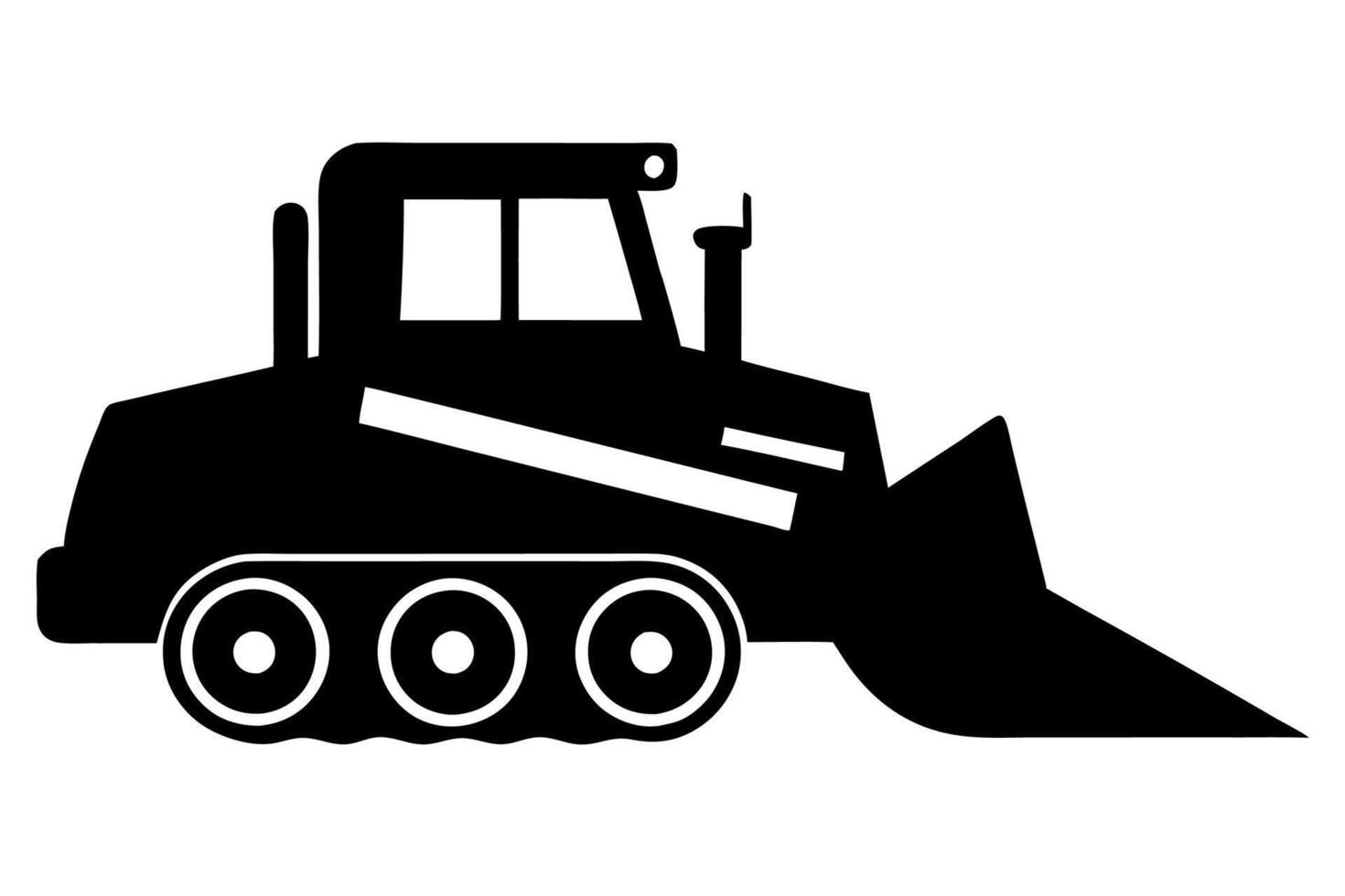 A black and white silhouette of a bulldozer vector