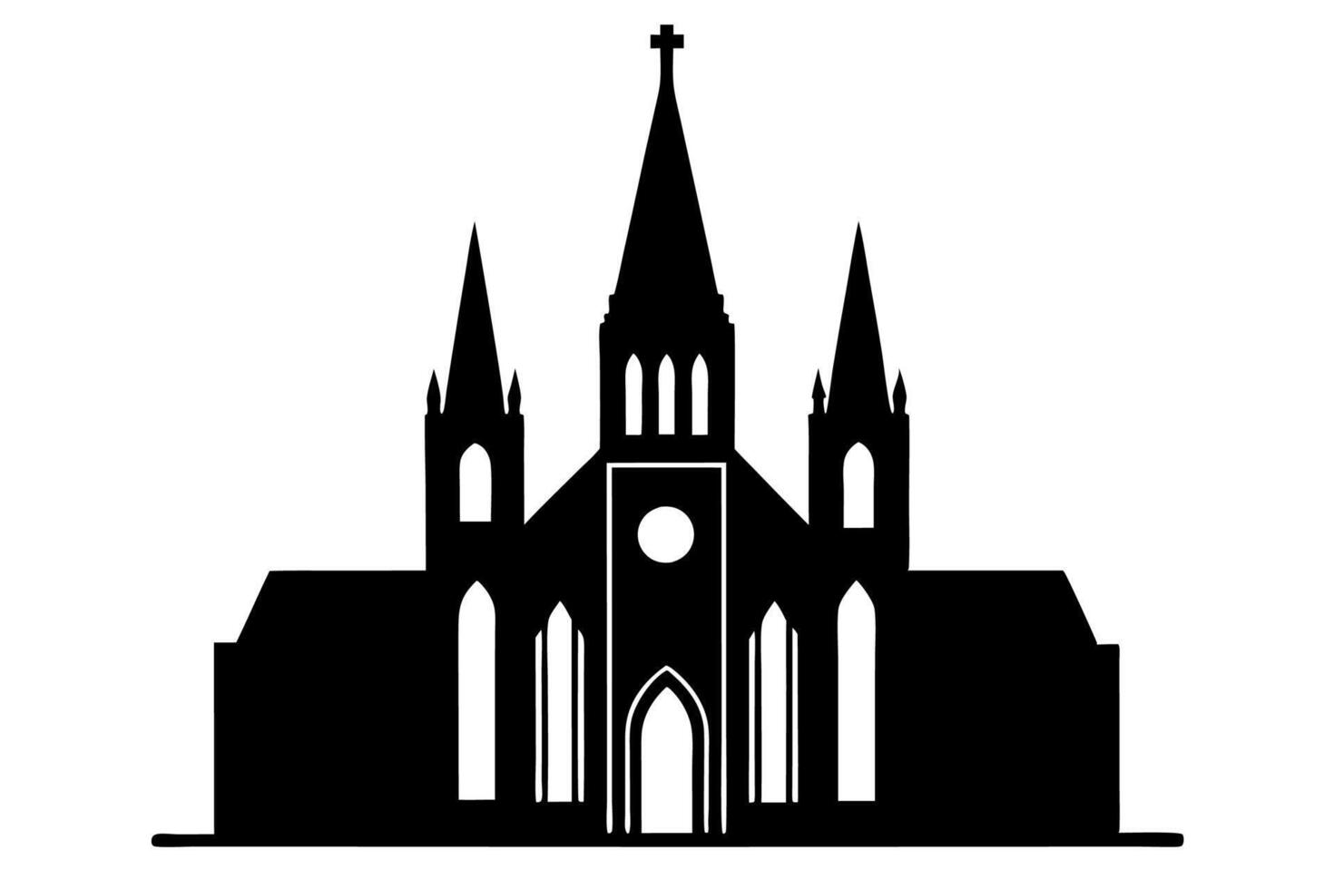 A black and white silhouette of a church vector