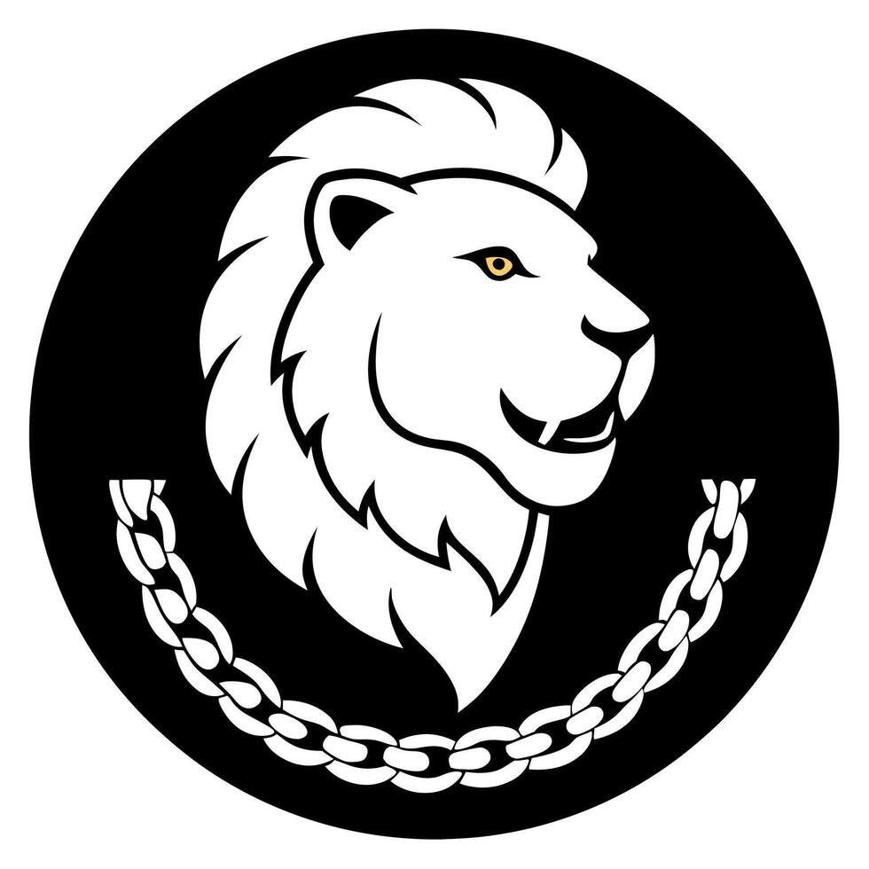 Lion head with chain vector